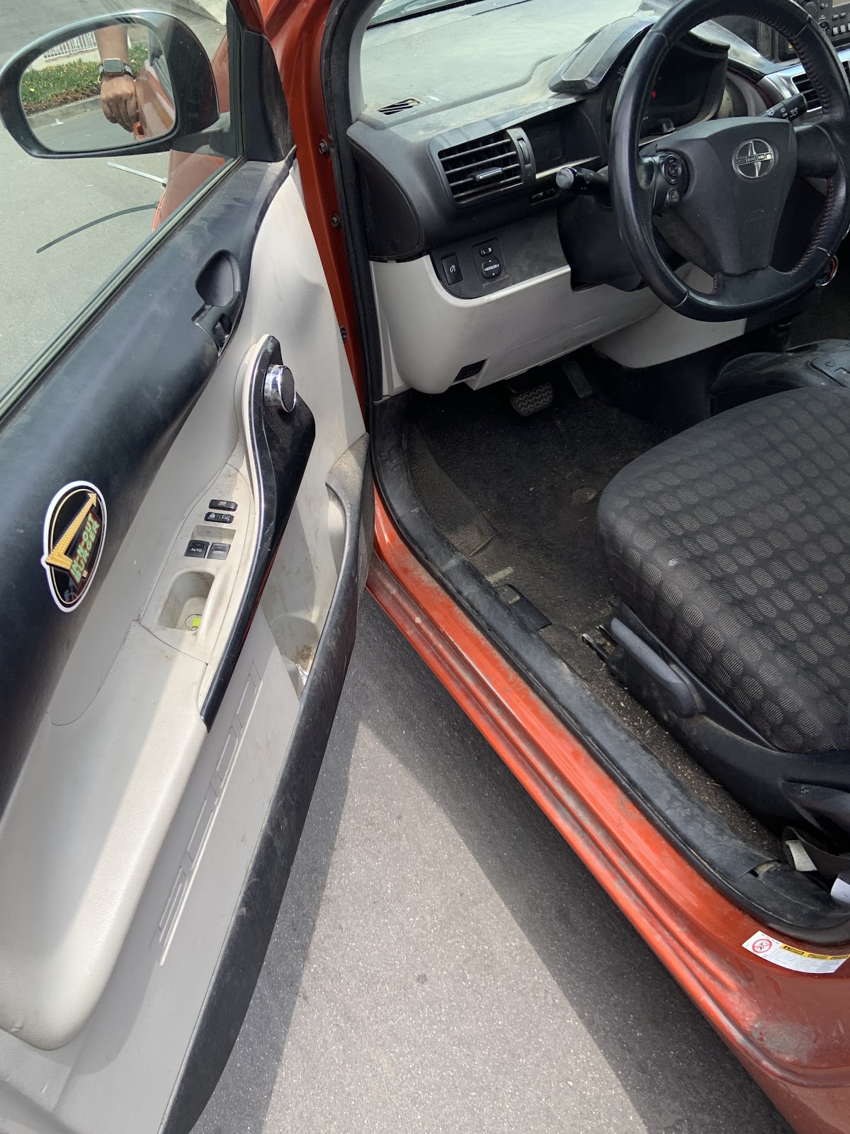 Open Toyota driver door and cleaned entry area
